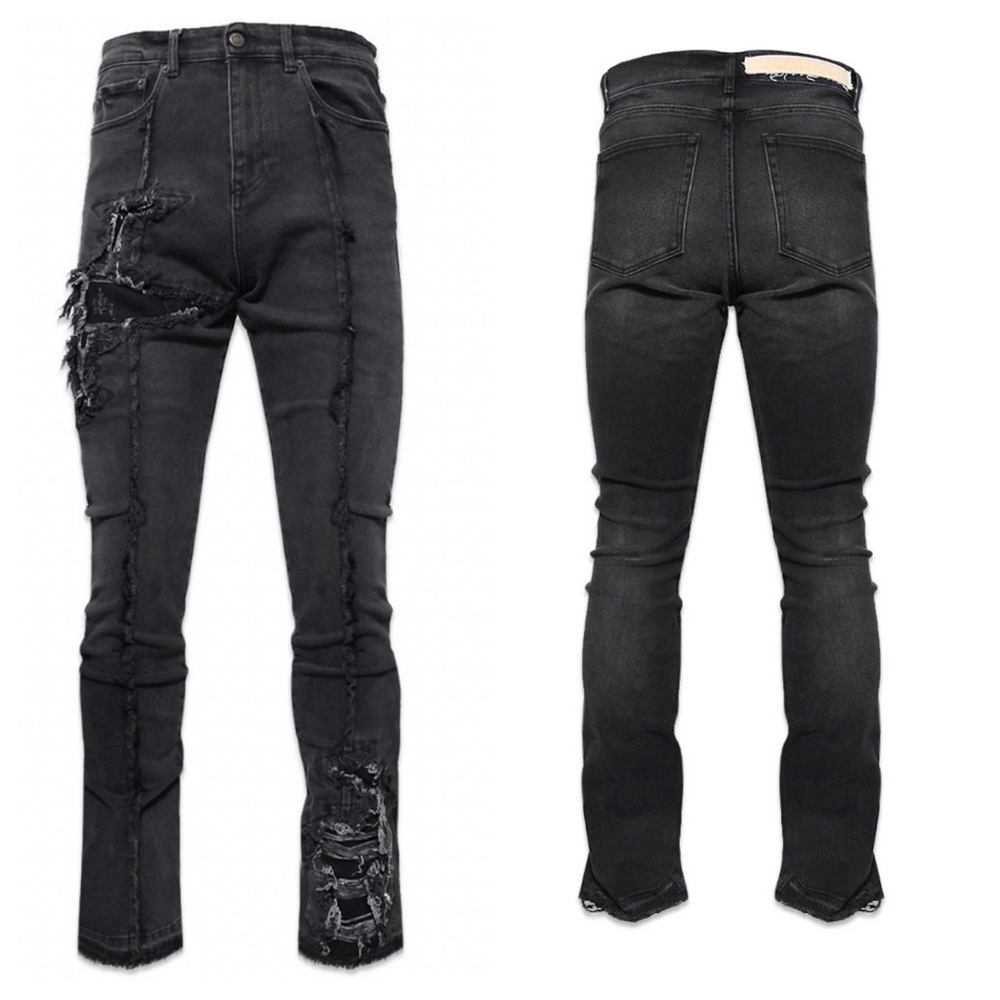 Val  Kristopher Eroded Denim Black Destroyed Jeans